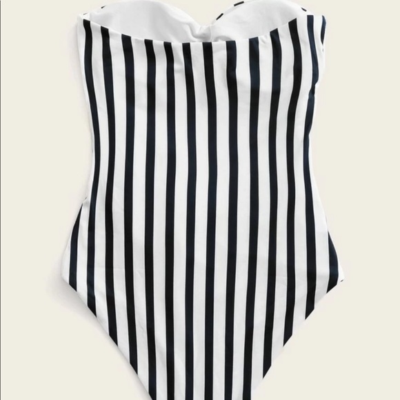 Brand New Black & White Striped Bathing Suit - Picture 2 of 4